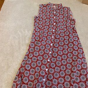 ShiLong Fashion Red Medallion Sleeveless Maxi Shirt Dress Size XXL**